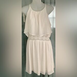 EARTHBOUND TRADING CO. LAYERED FLOWY WHITE DRESS